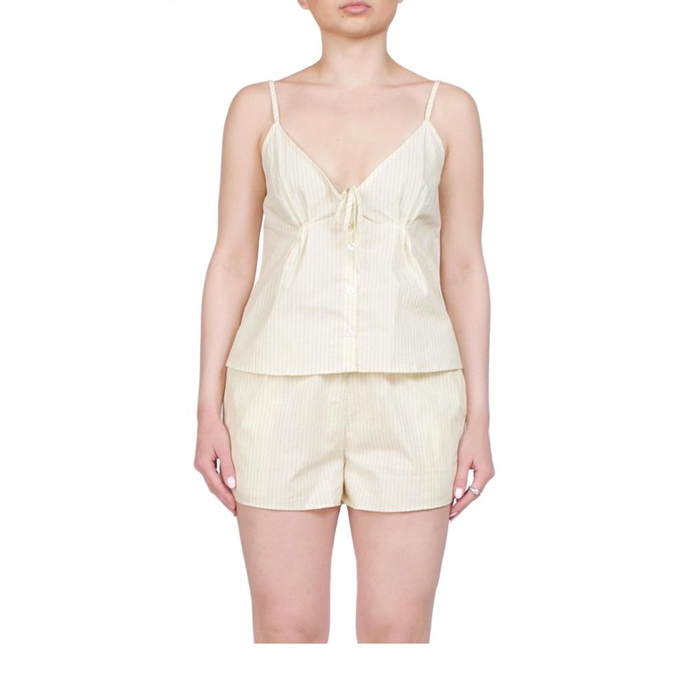 Striped Cream Spaghetti-Strap Cami and Short Set